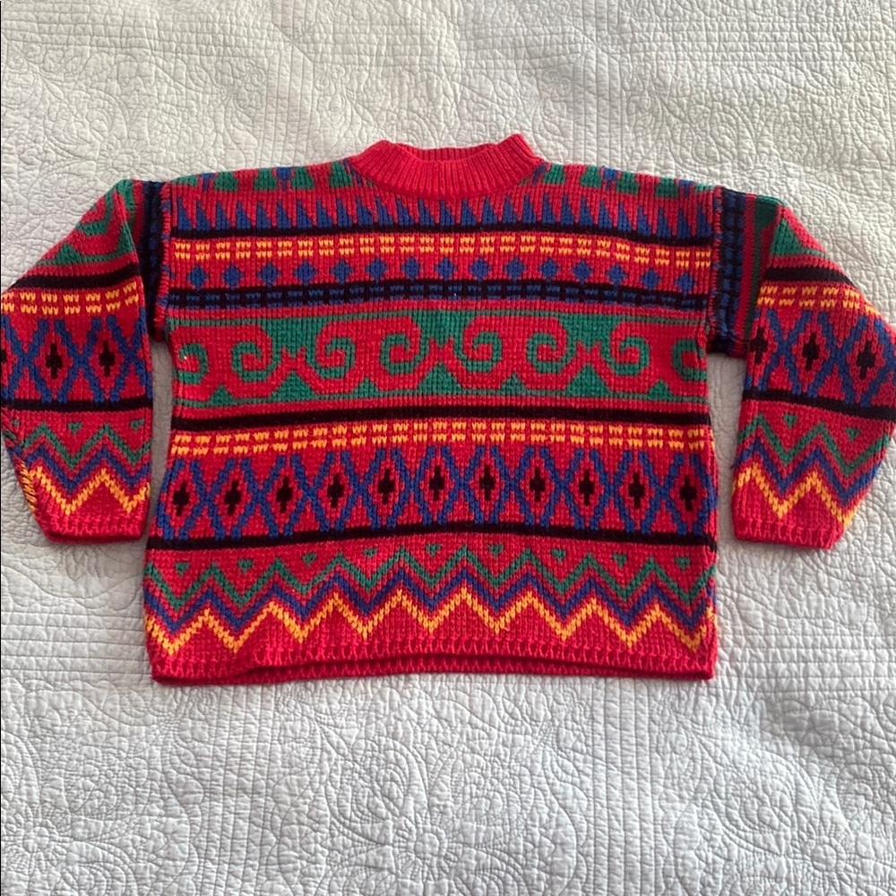 Vintage Multicolor Patterned Sweater